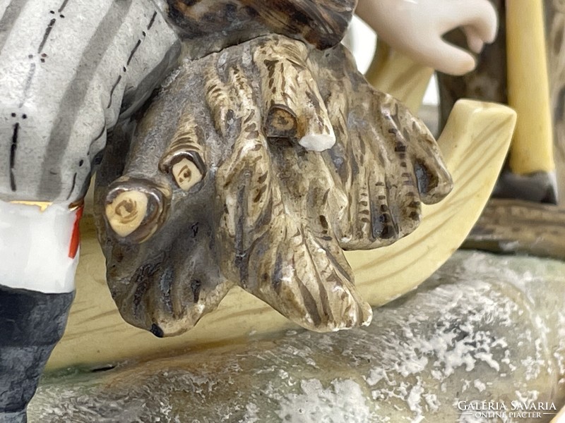 Antik sitzendorfi porcelán szobor négy évszak tél 15cm