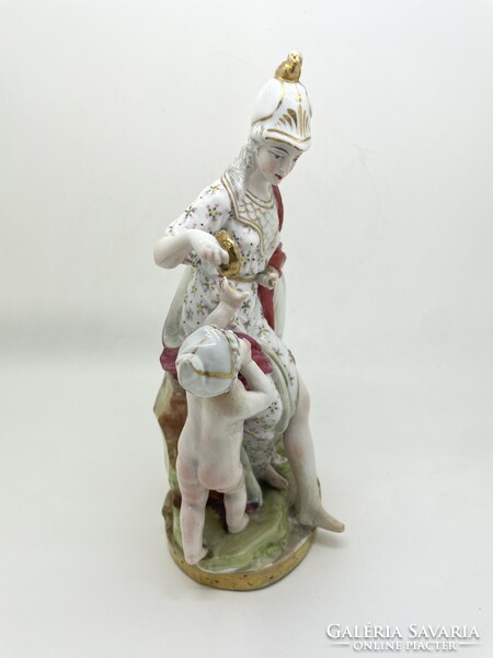 Meissen German antique mythological porcelain statue with putto 21.5cm