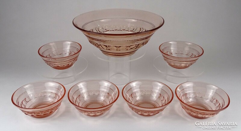 1O841 old colored glass compote glass set