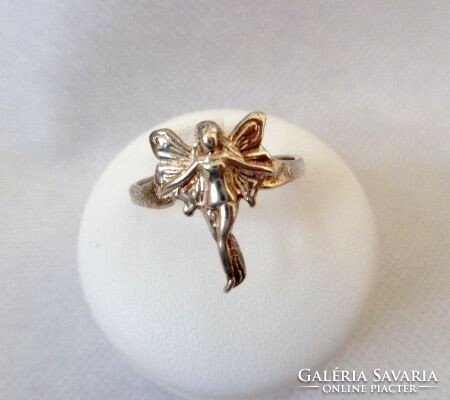 Silver angel Art Nouveau style ring 7.5