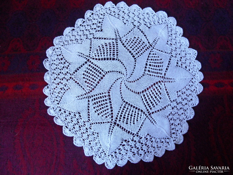 Hand knitted lace tablecloth