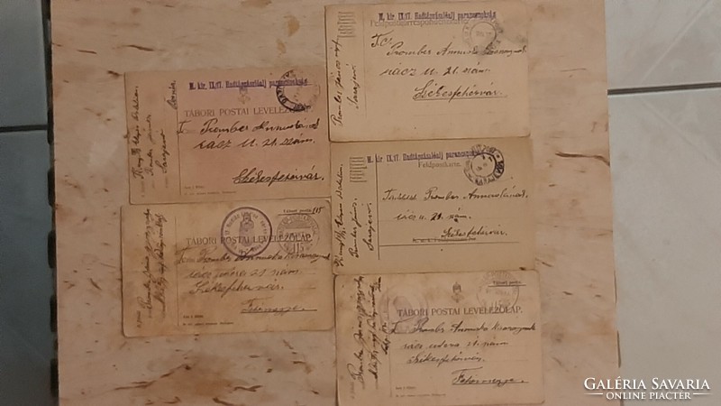 Tábori posta levelezőlap 1916-ból és 1917-ből  5 db egyben