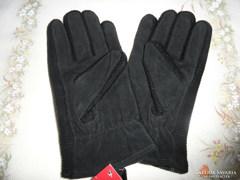 Black leather lined men's sports gloves (xxl)