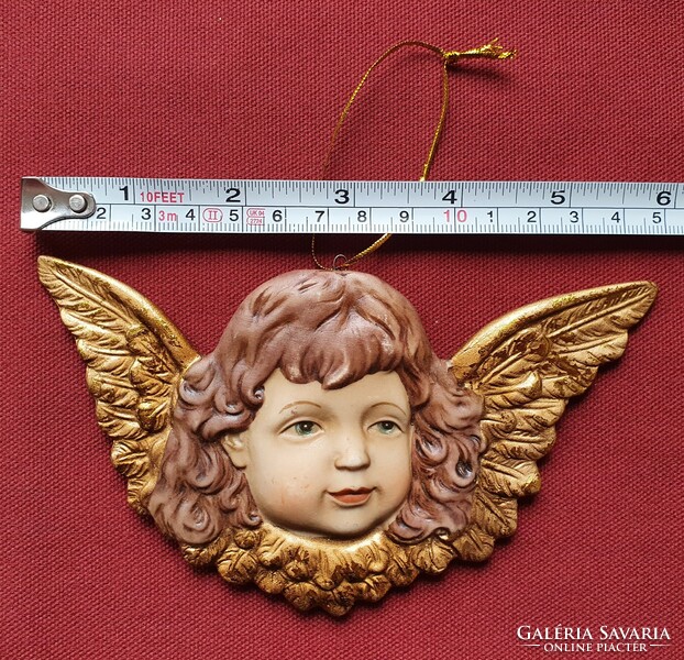 Karácsonyi porcelán angyalka akasztható dísz angyal fej szárny kellék dekoráció karácsonyfadísz