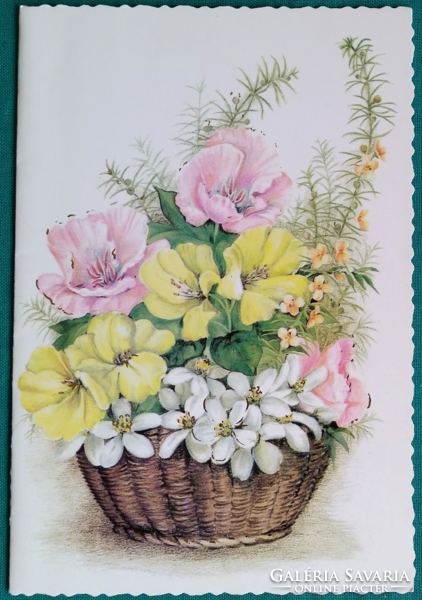 Floral opening postcard, run