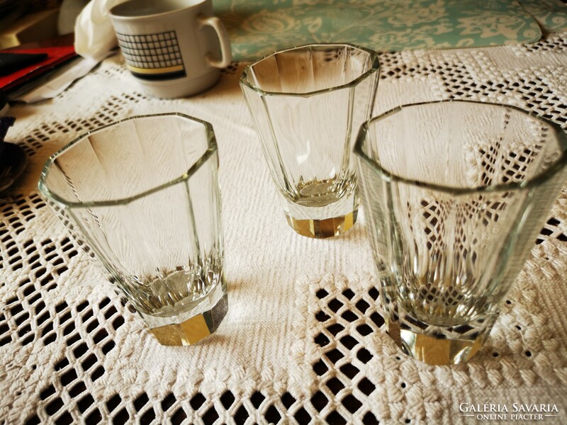 Moser, or moser-style flat glass glasses, 3 pieces together