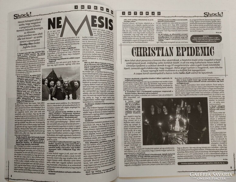 Shock magazin 00/1 Nemesis Sentenced Mindfeed Therion Ektomorf Voivod Tankcsapda Neck Sprain VHK