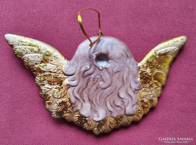 Karácsonyi porcelán angyalka akasztható dísz angyal fej szárny kellék dekoráció karácsonyfadísz
