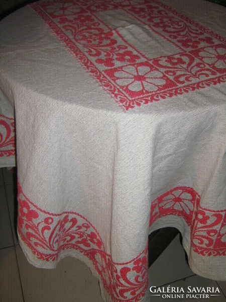 Beautiful gray-red woven tablecloth