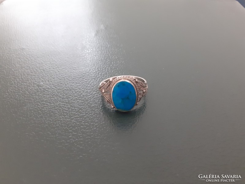 Silver ring with genuine turquoise stone, 4.83 g