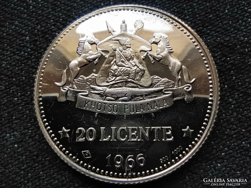 Lesotho ii. King Moshoeshoe (1966-1990, 1995-1996) .900 Silver 20 licente 1966 pp (id65015)