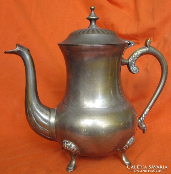 Old pouring set 4 pcs., without markings, silver-plated on the inside, 1 jug 14.5 cm high, 2 jugs 19.5 cm m