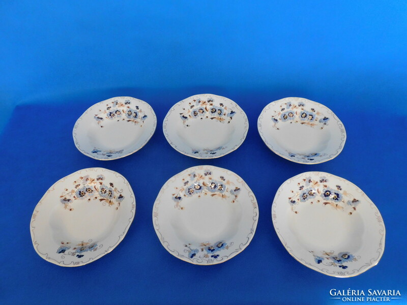 Zsolnay set of 6 deep plates with cornflower pattern