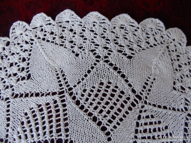 Hand knitted lace tablecloth