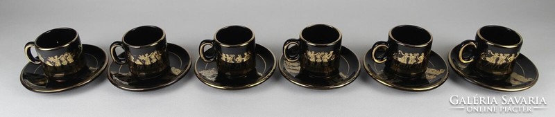 1O838 Aranyozott görög porcelán kávéscsésze készlet 6 darab