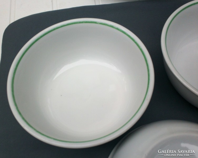 Retro Zsolnay menzás green striped bowls
