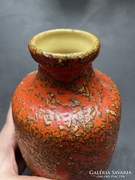 Rücskös narancs mázas retro váza