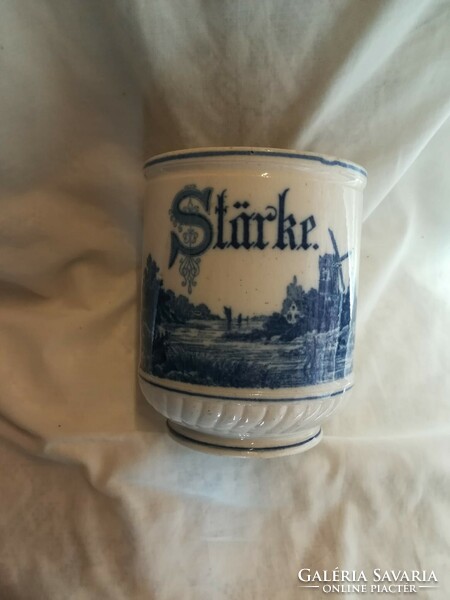 Blue windmill faience spice holder, without lid