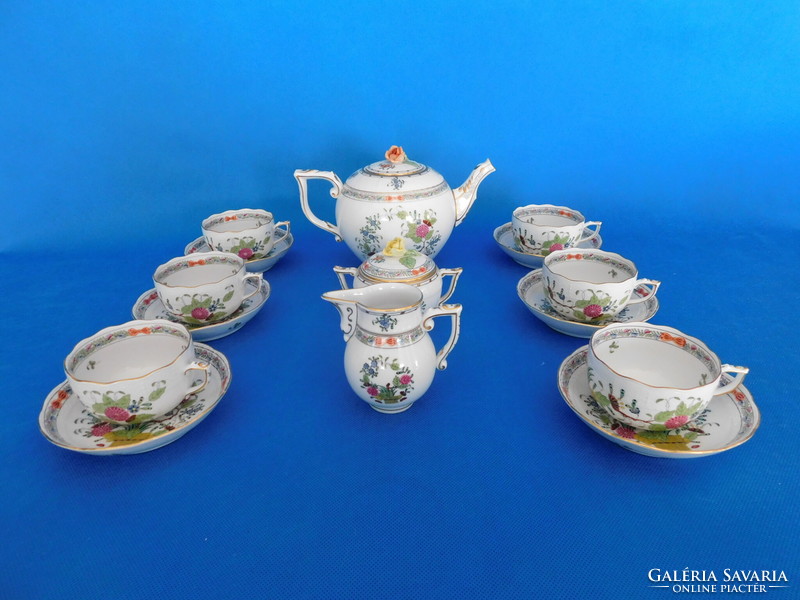 Herend 6-piece tea set with colorful Indian pattern