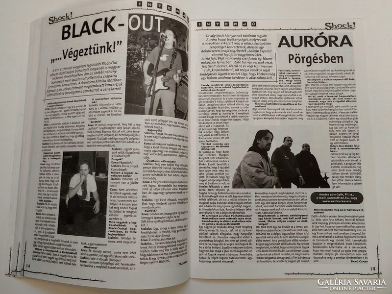 Shock magazin 00/1 Nemesis Sentenced Mindfeed Therion Ektomorf Voivod Tankcsapda Neck Sprain VHK