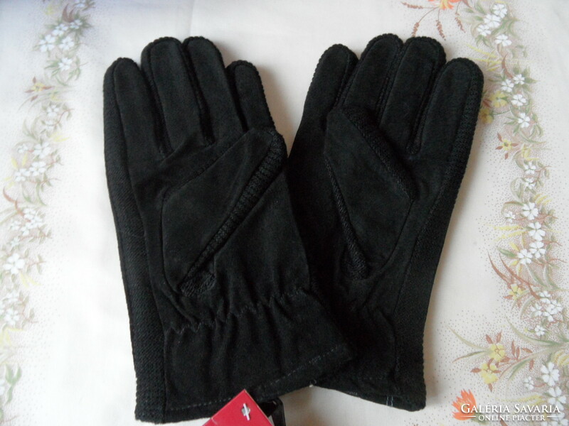 Black leather lined men's sports gloves (xxl)