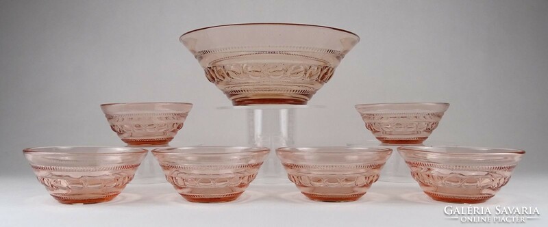 1O841 old colored glass compote glass set