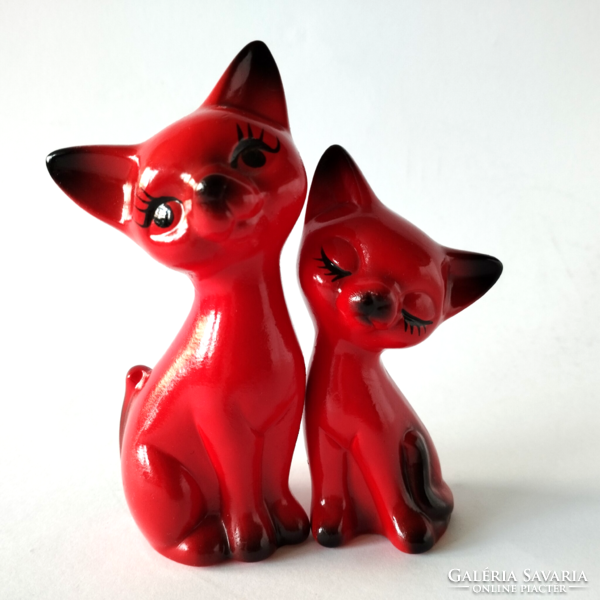 Charming art deco porcelain cat couple figure, nipp
