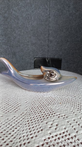 Retro applied art fish-shaped bowl, 19 x 6 x 8 cm, luster glazed