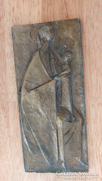 (K) Bronz relief jelzett