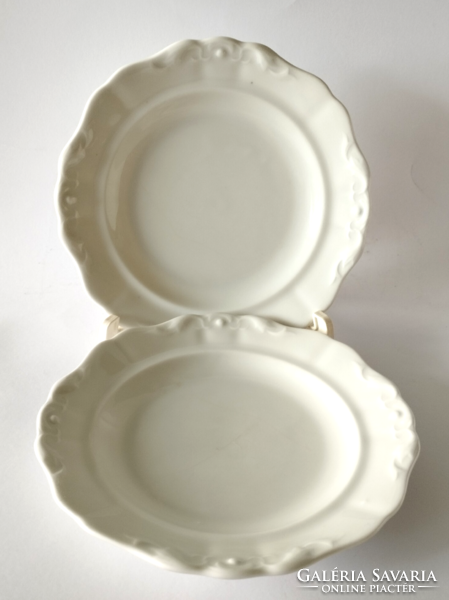 2 Old white Czech cookies with inda pattern, small sandwich plate