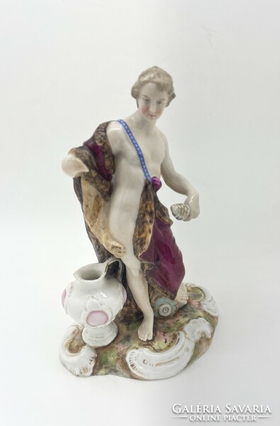 Német kontinentális porcelán hölgy figura Dressel Kister 15cm