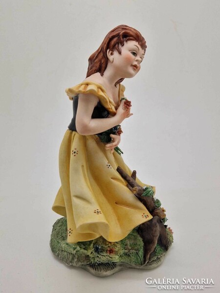 Italian capodimonte cortese porcelain girl in yellow dress with flowers