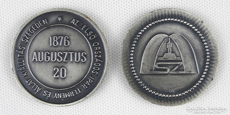 1O819 andrás lapis : Szeged industrial fair centenary commemorative plaque in a pair of gift boxes 1876-1976