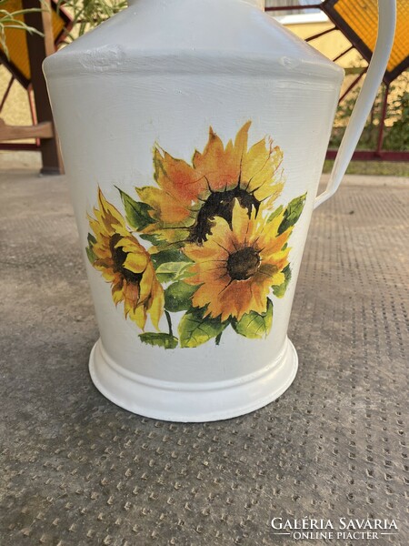 Sunflower decoupage decoupage decoupage enamel Ceglédi jug village peasant peasant