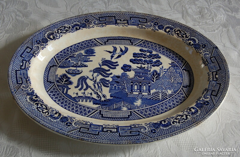 Antik STAFFORDSHIRE  BLUE WILLOW mintás ovális tál