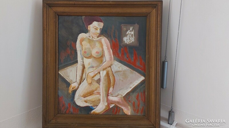 (K) Zoltán Stadler female nude painting 75x82 cm with frame.