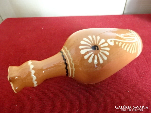 Hungarian glazed ceramic, brandy pourer, height 21.5 cm. Jokai.