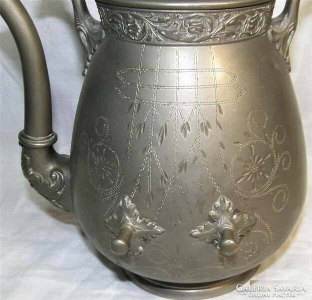 Antique pewter / zinn faun head tea cup v. Coffee pot spout - art&decoration