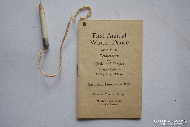 TÁNCREND ceruzával "First Annual Winter Dance..." 1929 USA
