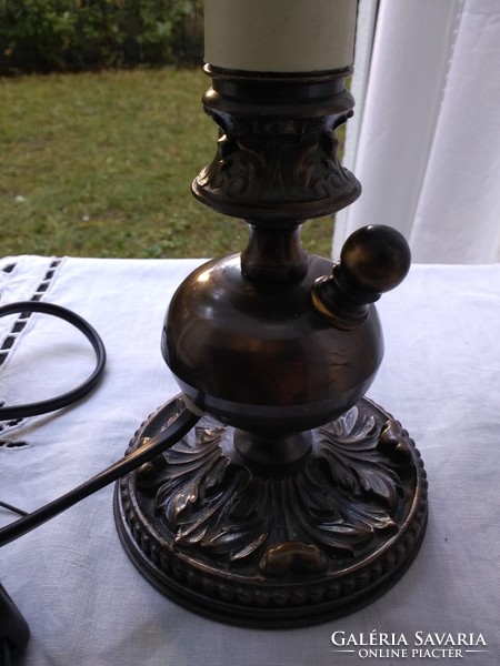Antik bronz asztali lámpa ernyővel!