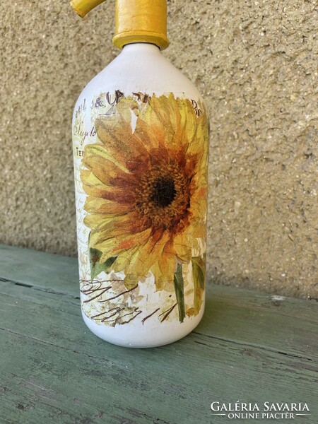 Sunflower decoupage decoupage decoupage soda bottle village peasant peasant