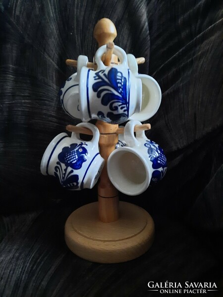 6-piece painted ceramic jug