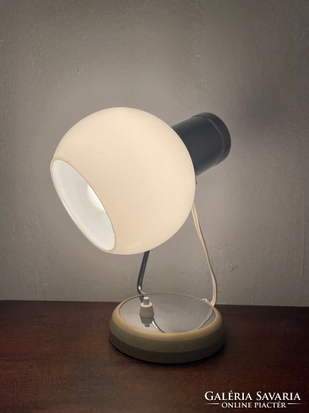 Párban (!) Ritka Drupol asztalil lámpa króm és opál vintage retro design