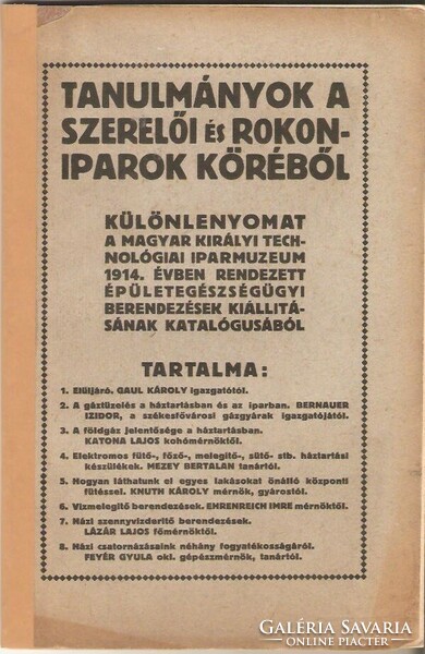 Tanulmányok A Szerelői és Rokoniparok Köréből  1914