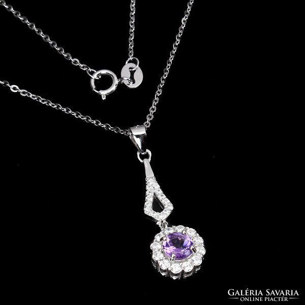 Genuine amethyst 925 silver necklace