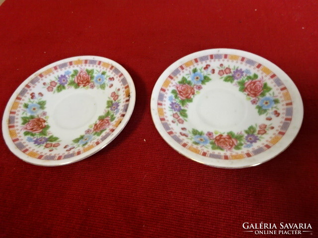 Chinese porcelain, rose pattern coffee cup coaster. Two pieces. Jokai.