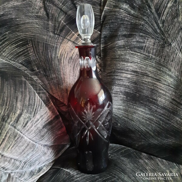 Brushed burgundy glass bottle/liquor bottle