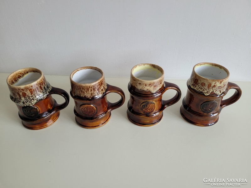 4 Pcs retro mid century Zsolnay pyrogranite pitcher clustered pearl ceramic beer pitchers