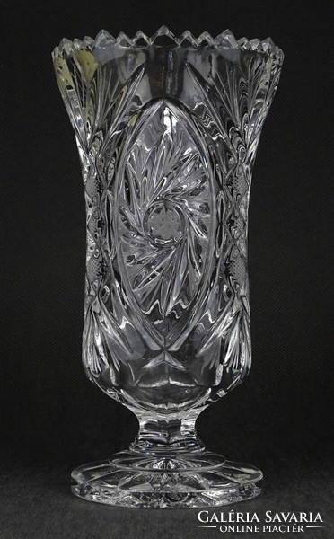 1O730 Jelzett POLONIA vastagfalú ólomkristály váza 17.5 cm