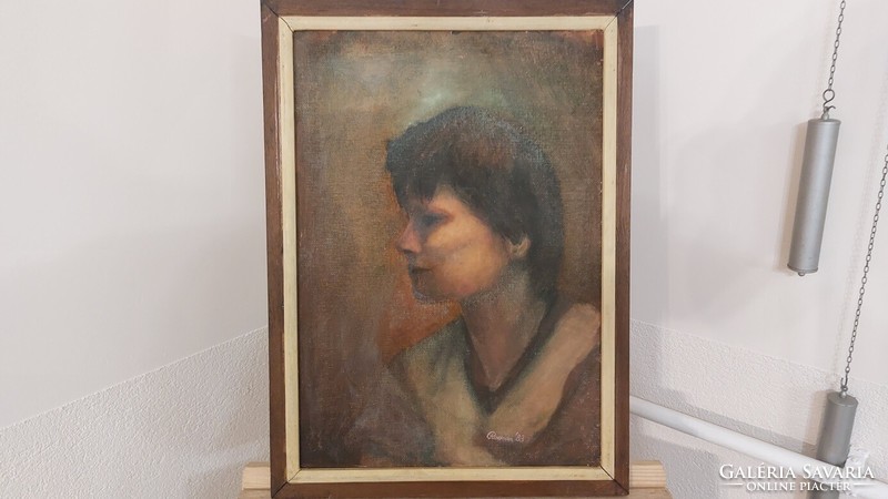 (K) Rozman Béla fiatal hölgy portréja festmény 41x56 cm kerettel